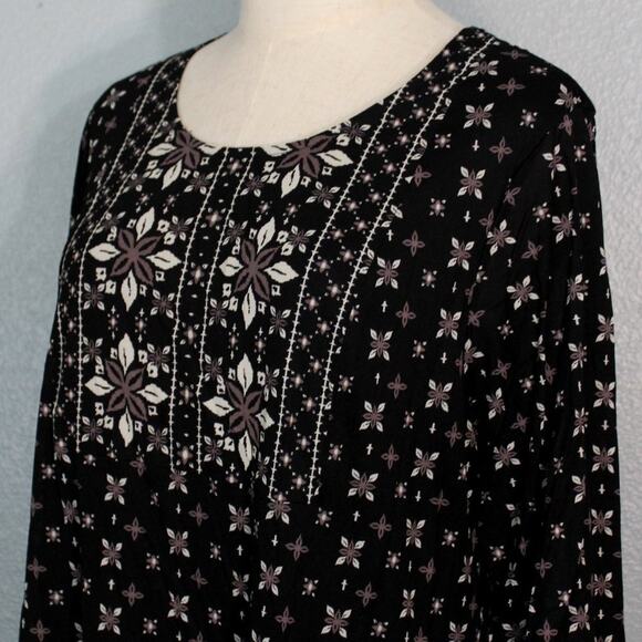 Style & Co Boho Flower Print Blouse Size OX - Picture 3 of 11